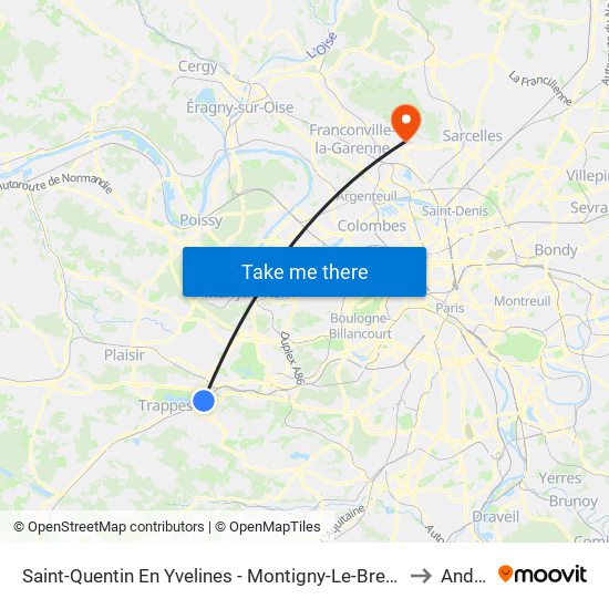 Saint-Quentin En Yvelines - Montigny-Le-Bretonneux to Andilly map