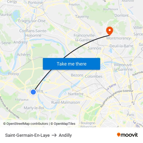 Saint-Germain-En-Laye to Andilly map