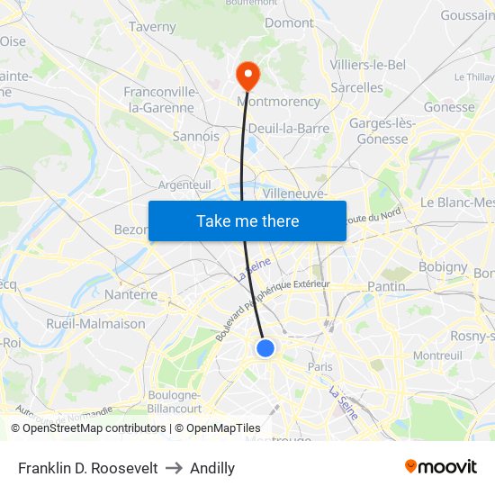 Franklin D. Roosevelt to Andilly map