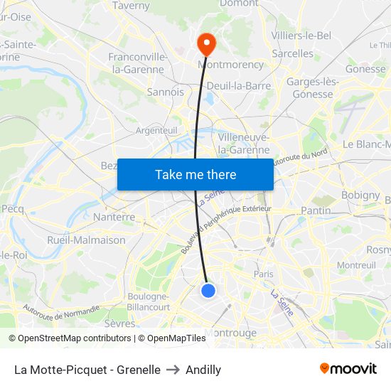 La Motte-Picquet - Grenelle to Andilly map