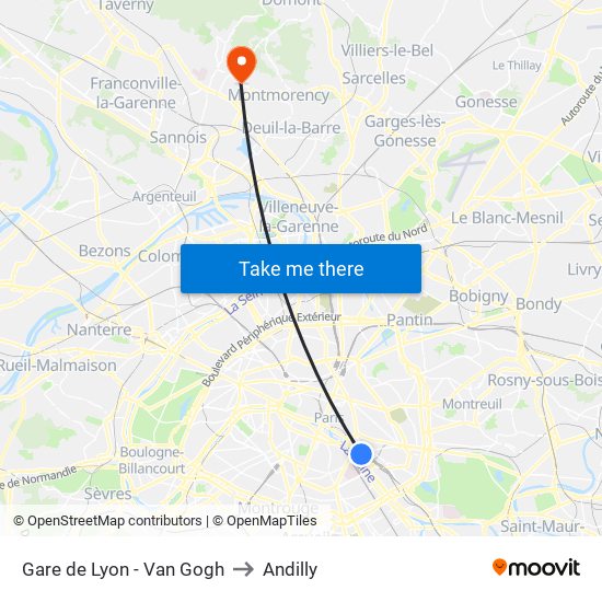Gare de Lyon - Van Gogh to Andilly map