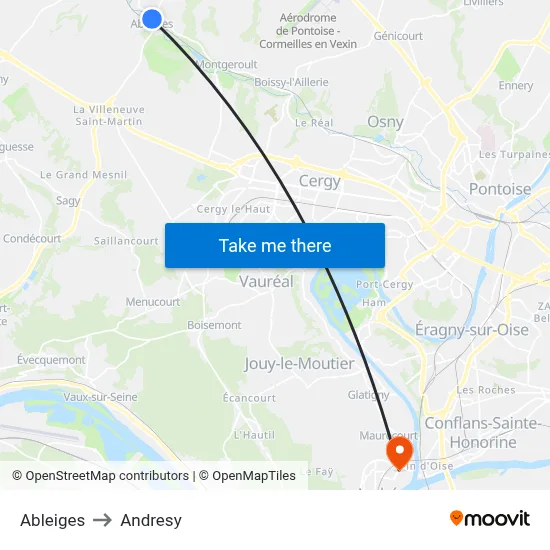 Ableiges to Andresy map