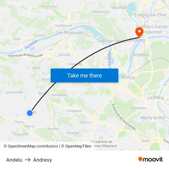 Andelu to Andresy map