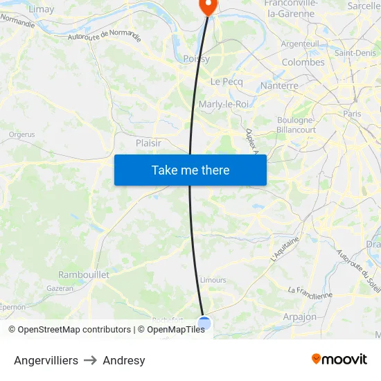 Angervilliers to Andresy map