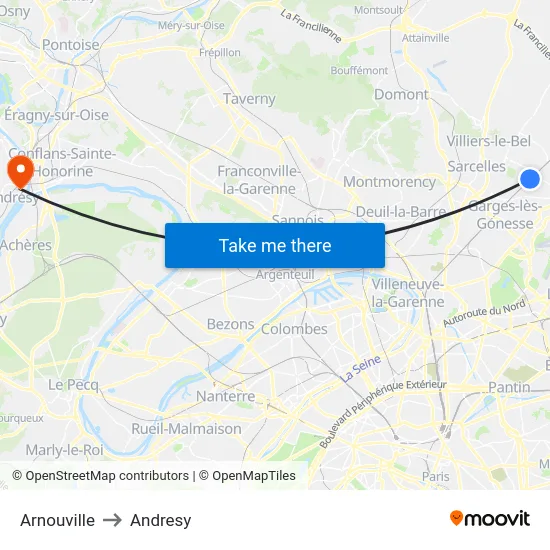 Arnouville to Andresy map