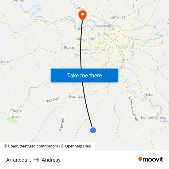 Arrancourt to Andresy map