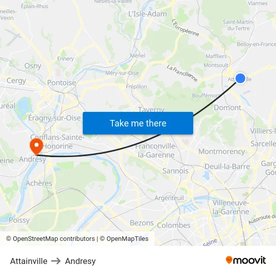 Attainville to Andresy map