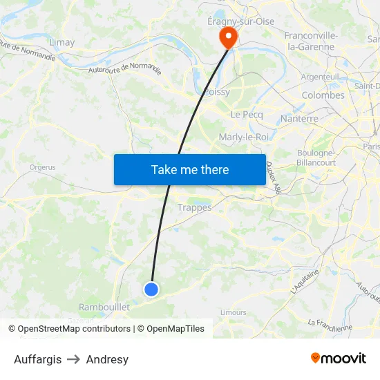 Auffargis to Andresy map