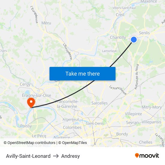 Avilly-Saint-Leonard to Andresy map