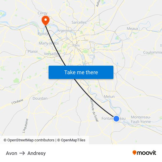 Avon to Andresy map