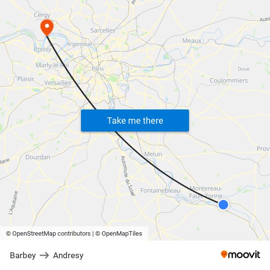 Barbey to Andresy map
