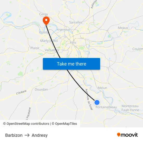 Barbizon to Andresy map