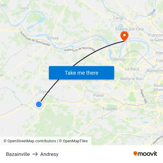 Bazainville to Andresy map