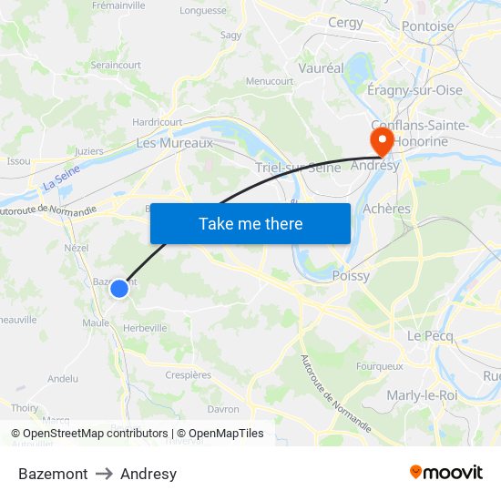 Bazemont to Andresy map