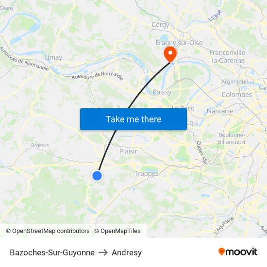 Bazoches-Sur-Guyonne to Andresy map