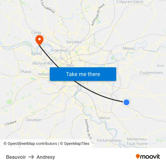 Beauvoir to Andresy map