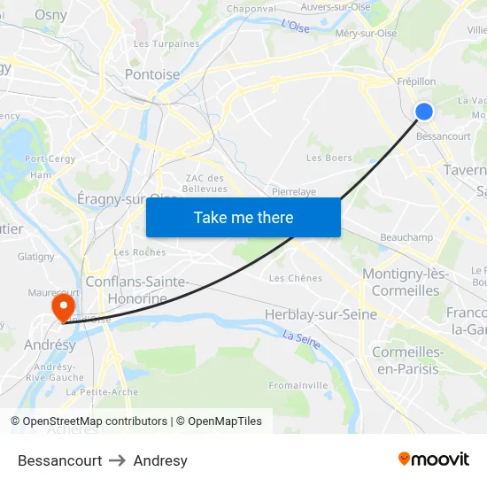 Bessancourt to Andresy map
