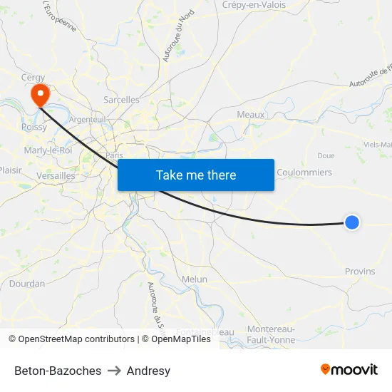 Beton-Bazoches to Andresy map