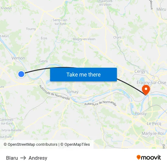 Blaru to Andresy map