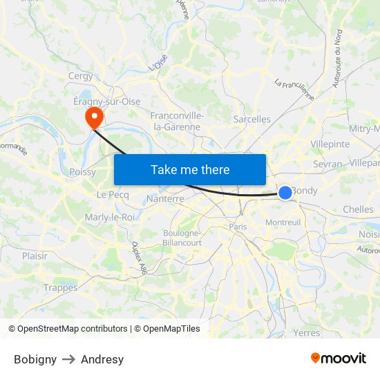 Bobigny to Andresy map