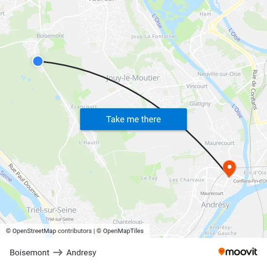 Boisemont to Andresy map