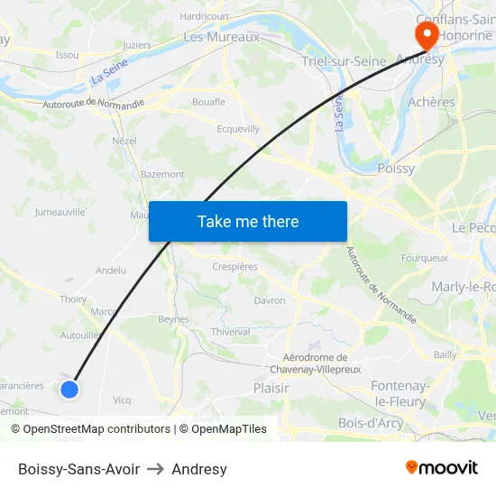 Boissy-Sans-Avoir to Andresy map