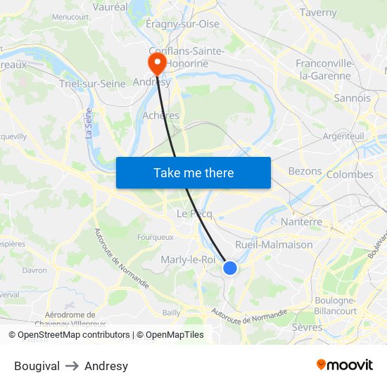 Bougival to Andresy map