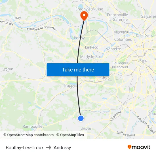 Boullay-Les-Troux to Andresy map
