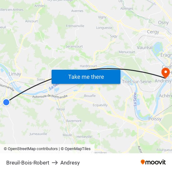 Breuil-Bois-Robert to Andresy map