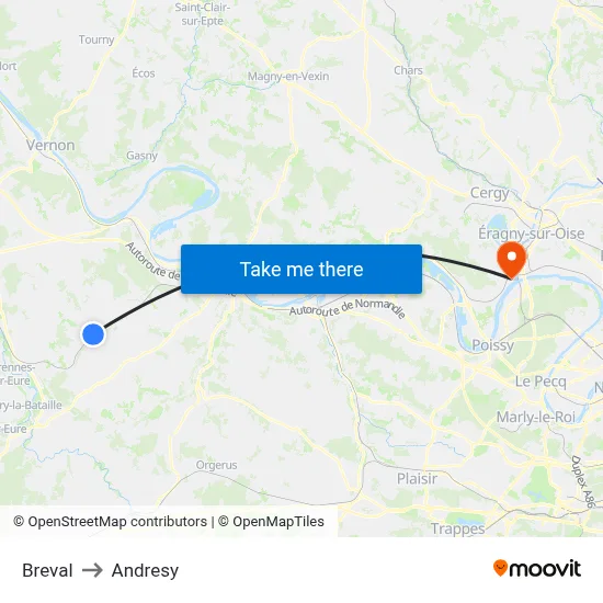 Breval to Andresy map