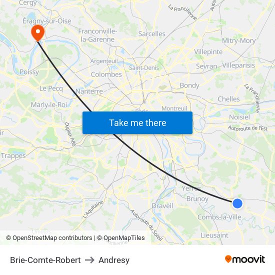 Brie-Comte-Robert to Andresy map