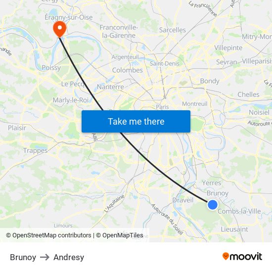 Brunoy to Andresy map