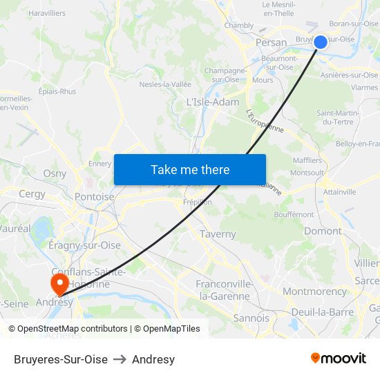 Bruyeres-Sur-Oise to Andresy map