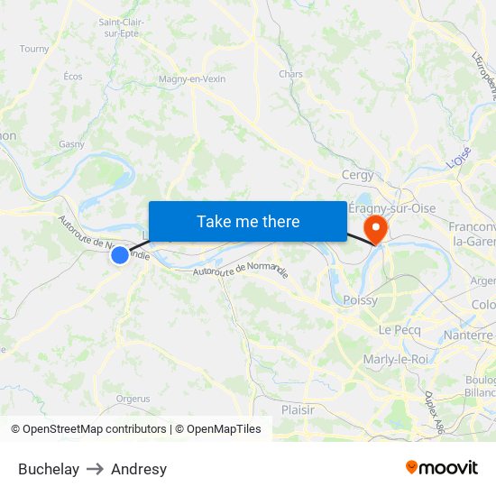 Buchelay to Andresy map