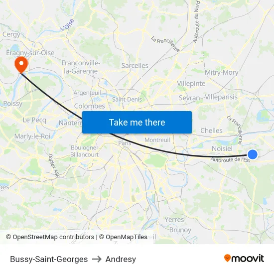 Bussy-Saint-Georges to Andresy map