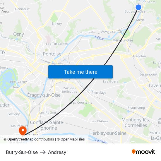 Butry-Sur-Oise to Andresy map