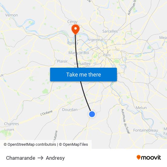 Chamarande to Andresy map