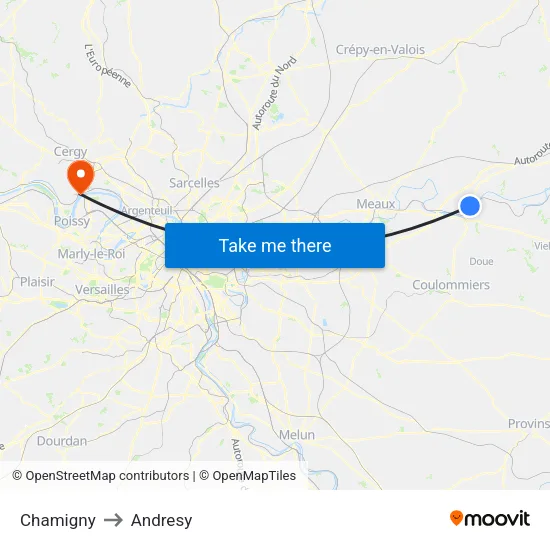Chamigny to Andresy map