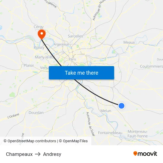 Champeaux to Andresy map