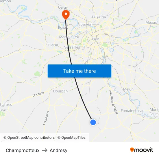 Champmotteux to Andresy map