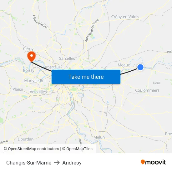 Changis-Sur-Marne to Andresy map