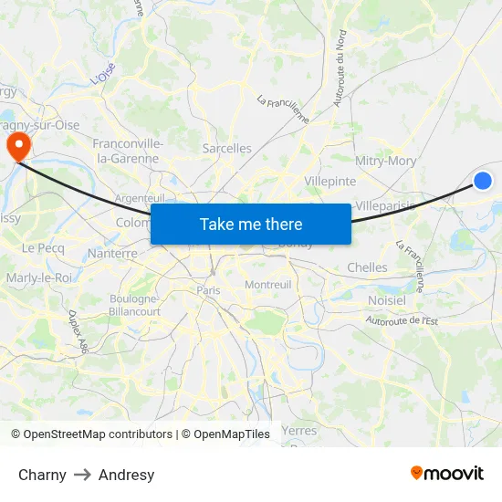 Charny to Andresy map