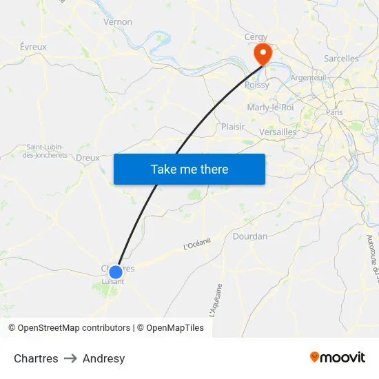 Chartres to Andresy map