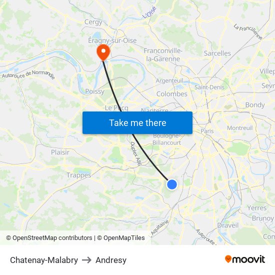 Chatenay-Malabry to Andresy map