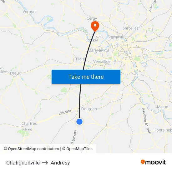 Chatignonville to Andresy map