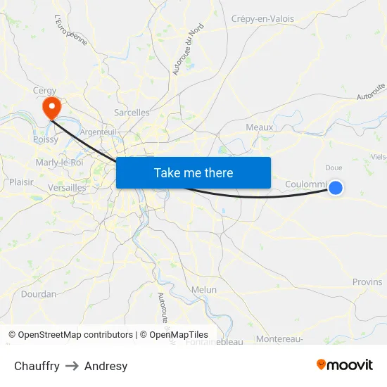 Chauffry to Andresy map