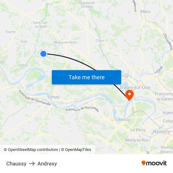 Chaussy to Andresy map