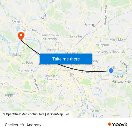 Chelles to Andresy map
