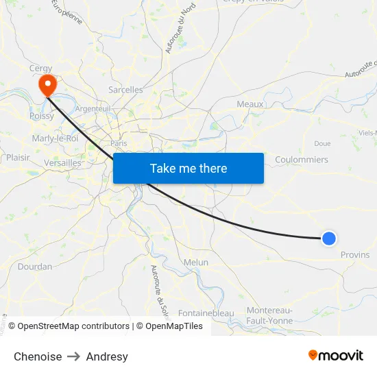 Chenoise to Andresy map