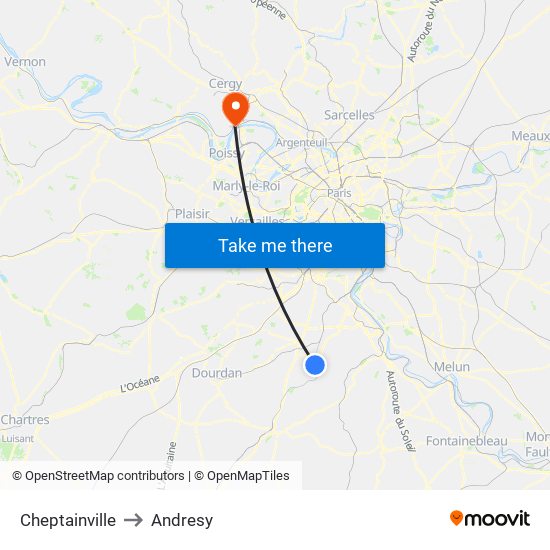 Cheptainville to Andresy map